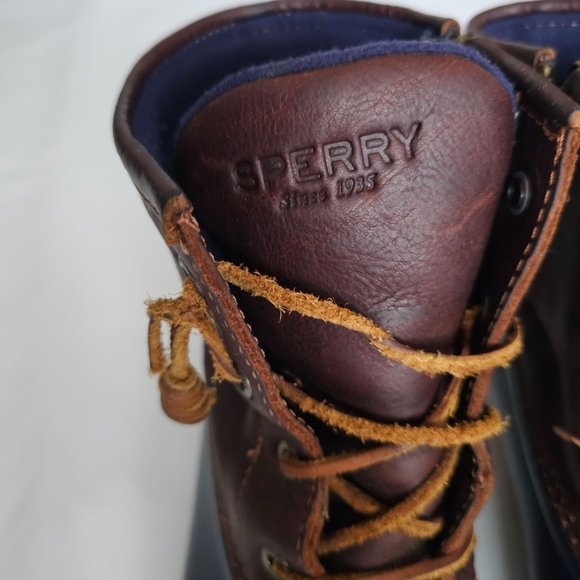 Sperry Women's Tan/Navy All-Weather Leather Saltwater Core Duck Boots Size 9M - Picture 10 of 16